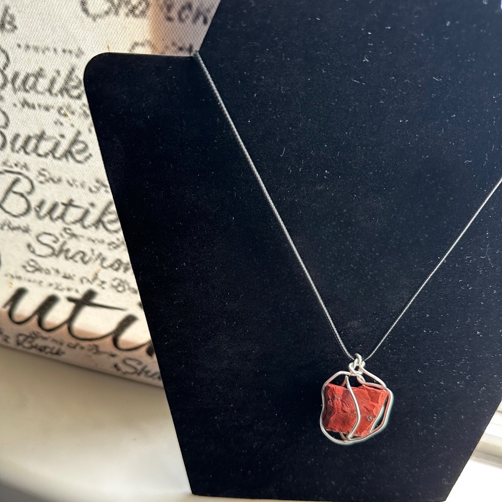 Red Jasper (Raw) Copper Wire Wrapped Pendant Necklace Handmade with Love ☮️❤️🔆